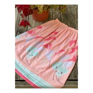 Vintage 80s Pastel Floral Skirt Art Print Midi Sz 10